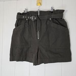 Banana Republic Paper Bag Shorts with Belt, NWOT, Olive Green Size 16